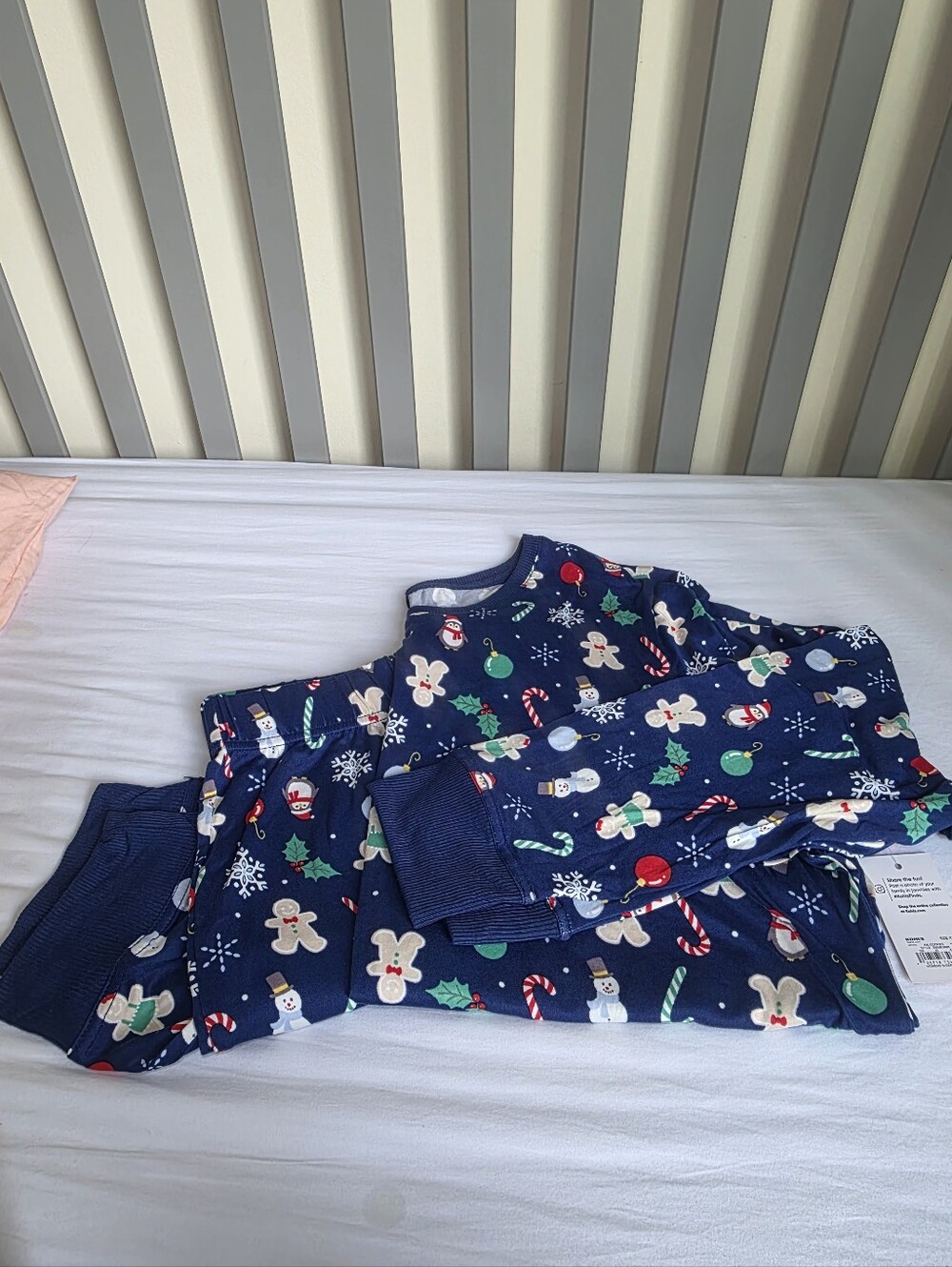 Jammie For Your Family Navy Blue Holiday Pajama Set with Festive Prints Size XXL